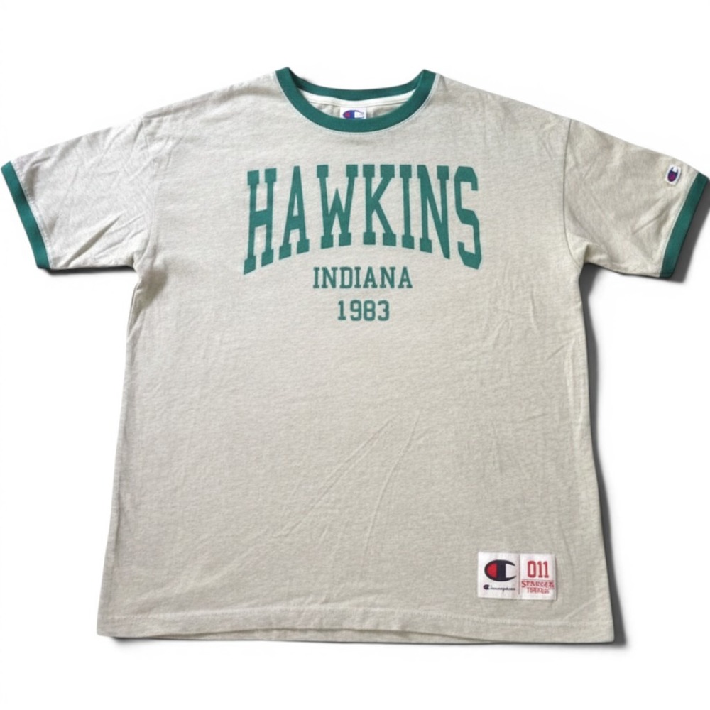 Champion Netflix Stranger Things Hawkins Indiana 1983 Ringer T-Shirt‎ Gray XL